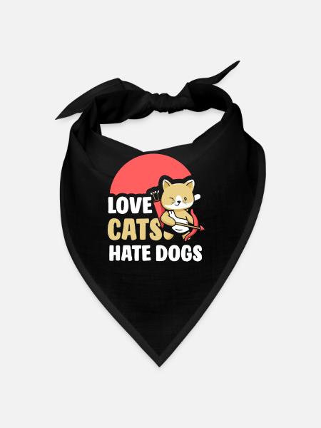 Chers chats Détestez les chiens Amoureux des chats Animaux de compagnie - Bandana - noir - Devant