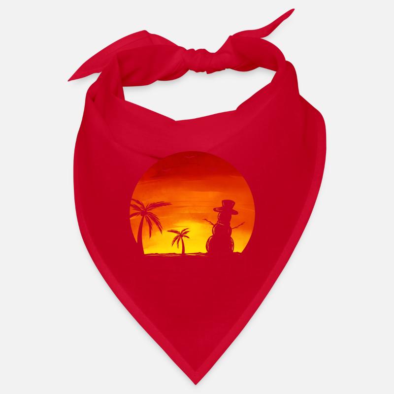 Sundown Snowman Under Palm Trees Beach Christmas Bandana
