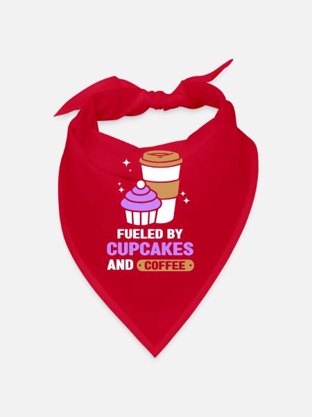 Angetrieben Von Cupcakes Und Kaffee Cupcake Essen - Bandana - Rot - Vorne