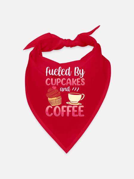 Angetrieben Von Cupcakes Und Kaffee Essen Cupcake - Bandana - Rot - Vorne