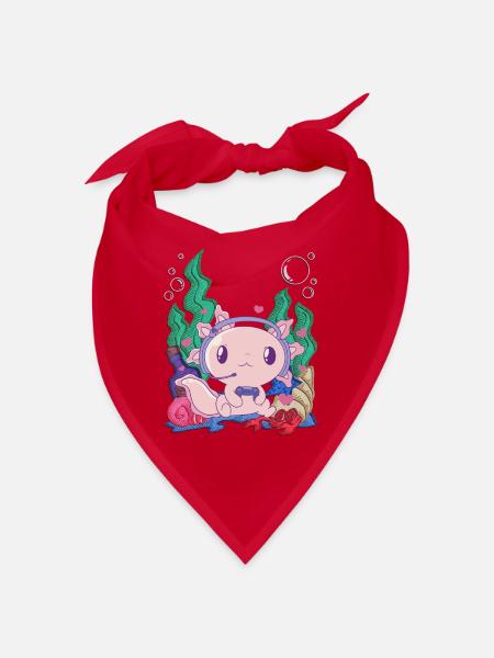 Axolotl gambles as a gamer on the seabed - Bandana - red - Front
