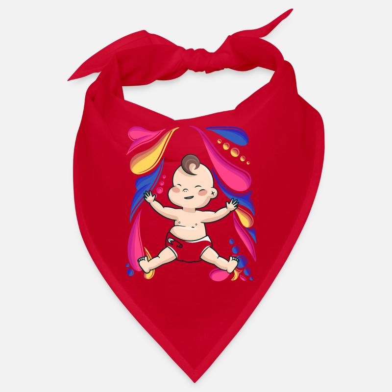 Baby mit buntem Muster und Windel Bandana
