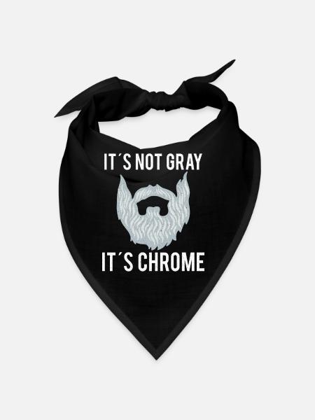 Gray Beard Wearer Bearded Hipster Full Grown Gray - Bandana - black - Front