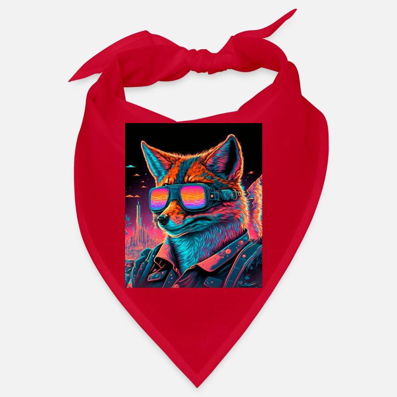 Retro Futuristic Synthwave Fox Bandana