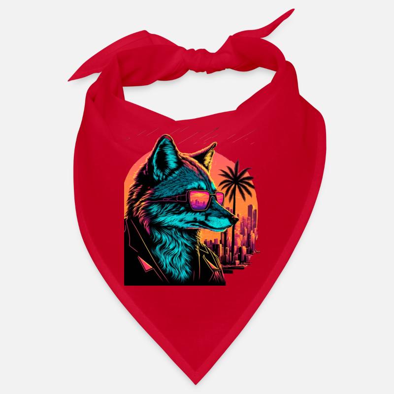 Retro Futuristic Synthwave Fox Bandana