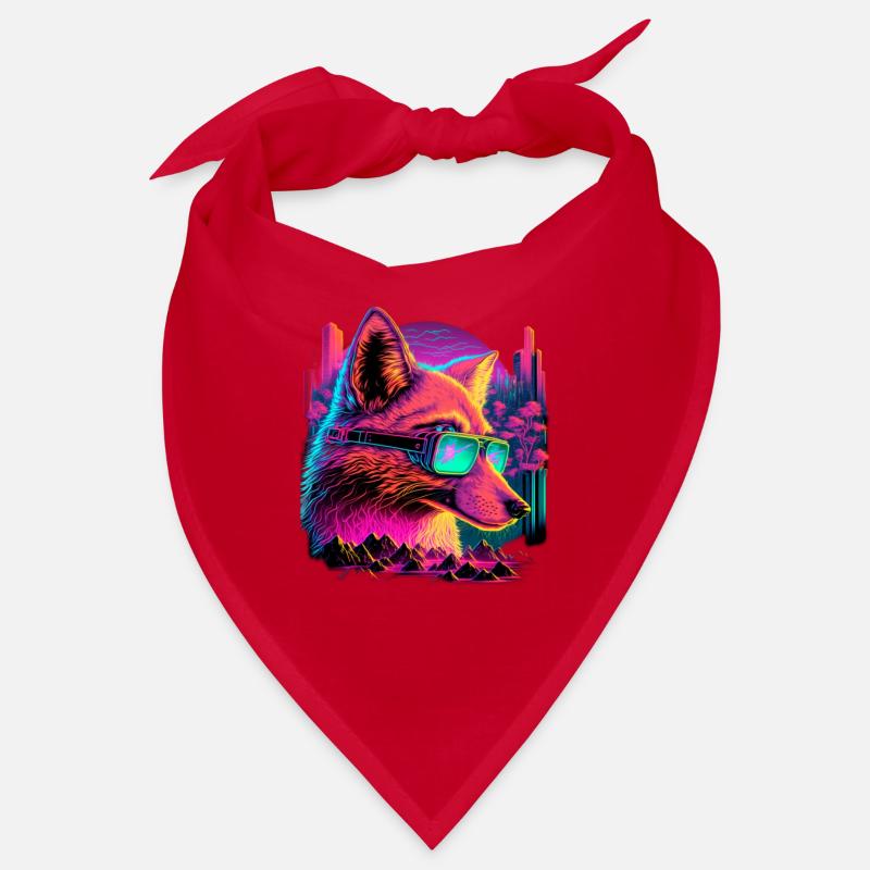 Retro Futuristic Synthwave Fox Bandana
