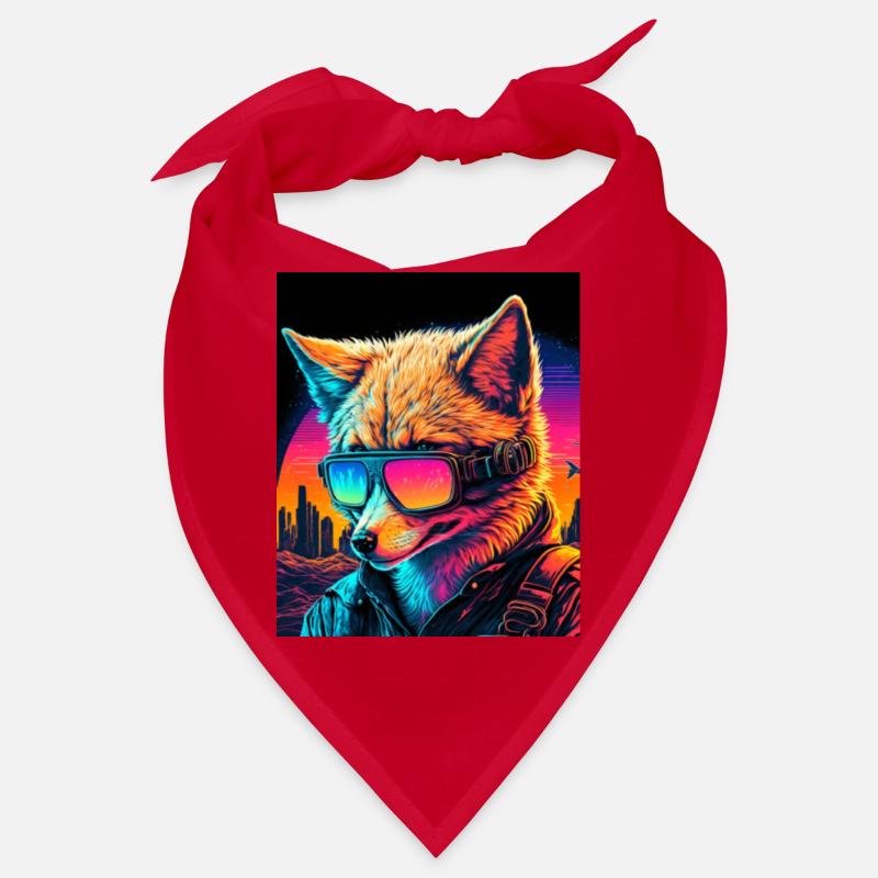 Retro Futuristic Synthwave Fox Bandana
