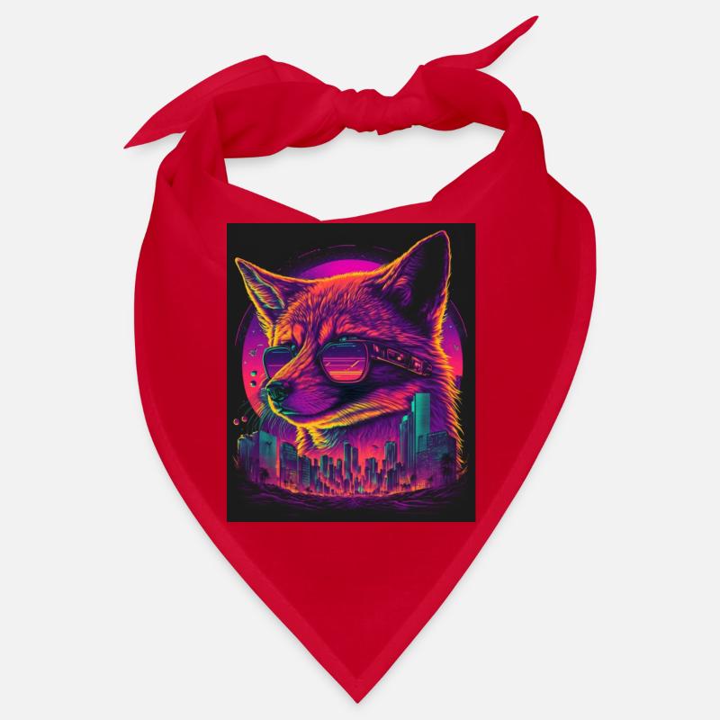 Retro Futuristic Synthwave Fox Bandana
