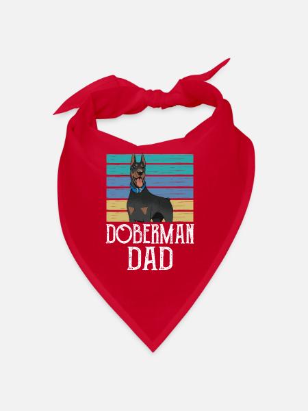 Dobermann Papa Junge Typ Dobermänner Doberman - Bandana - Rot - Vorne