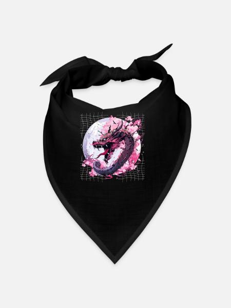Japanischer Drache Retro Asiatischer Orientalischer Drache Cool - Bandana - Schwarz - Vorne