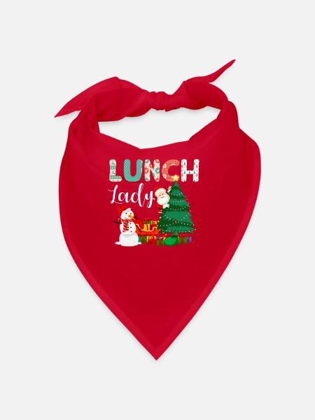 Mittagessen Dame Lustige Weihnachtsbaum Weihnacht - Bandana - Rot - Vorne