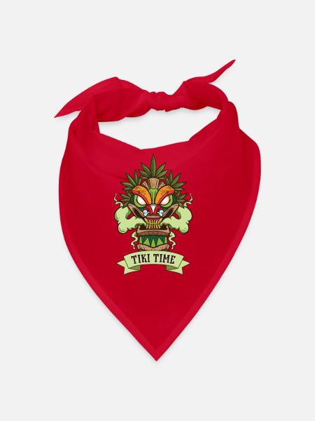 Tiki Mask Hawaiian Decor Luau Party - Bandana - rouge - Devant