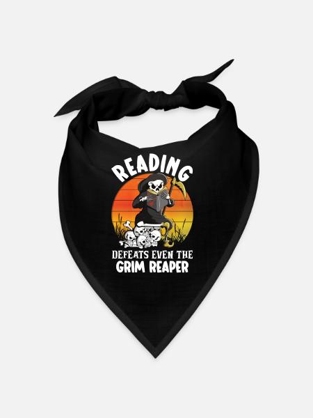 Reading Grim Reaper book lover literature, - Bandana - red - Front