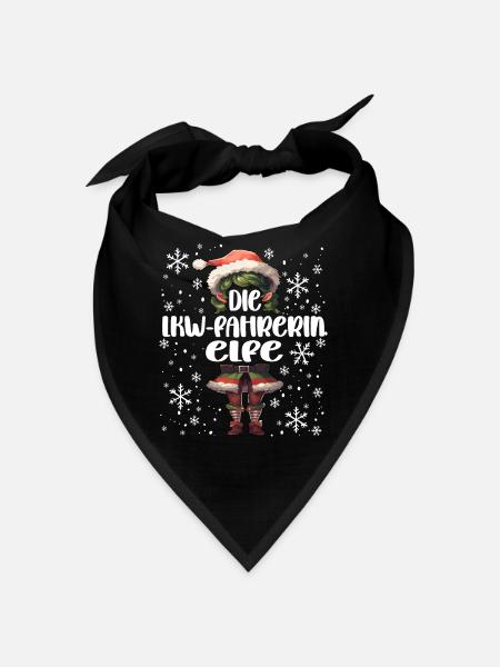 Weihnachtsoutfit Lkw-fahrerin Wichtel - Bandana - Schwarz - Vorne