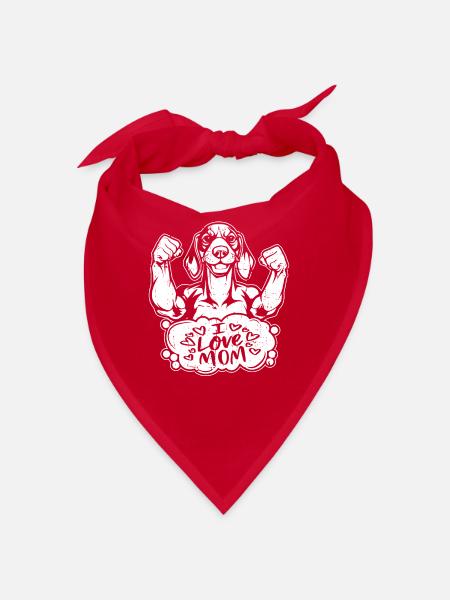 Dackel Dachshund I Love Mom - Bandana - Rot - Vorne