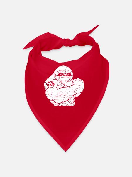Faultier Bizeps Tattoo I Love Dad - Bandana - Rot - Vorne