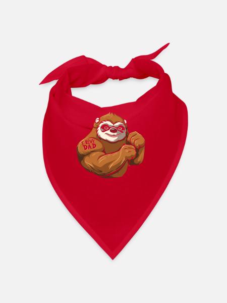 Sloth I Love Dad - Bandana - red - Front