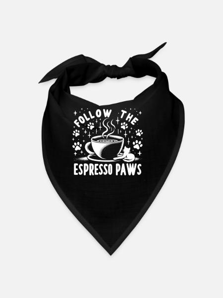 Coffee Break Cat Lover, Coffee Lover Süße Katze - Bandana - Schwarz - Vorne
