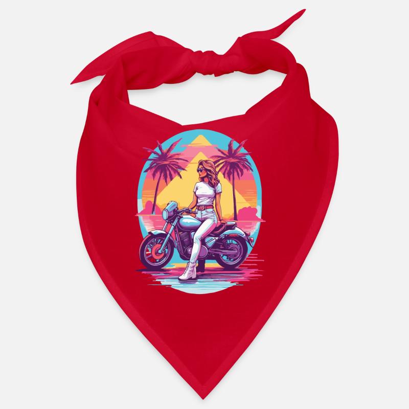 Rétro Synthwave Biker Moto Design Bandana