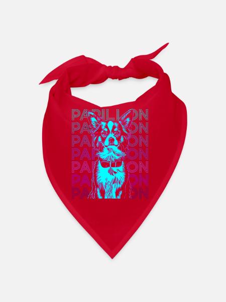 Papillon Hund Retro - Bandana - Rot - Vorne