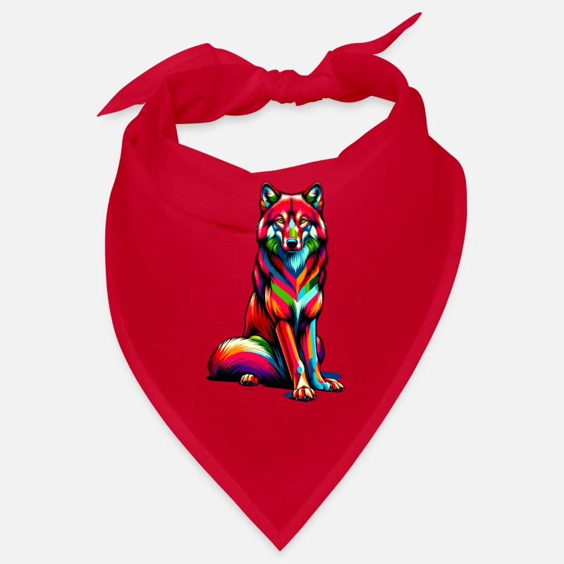 Bunte Pop Art Roter Wolf Liebhaber Wölfe Bandana