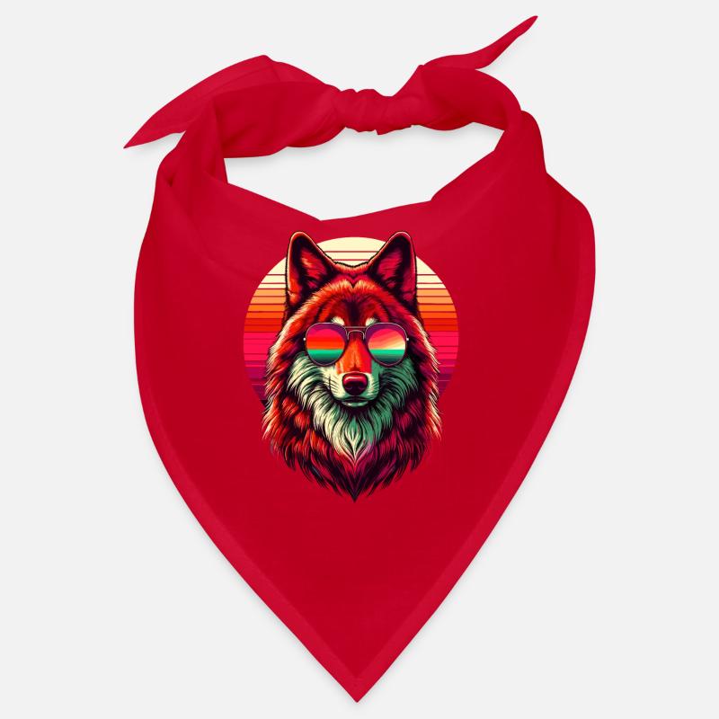 Retro Sunset Sonnenbrille Roter Wolf Wölfe Bandana