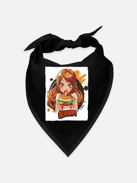 Anime girl loves big burgers - Bandana - black - Front