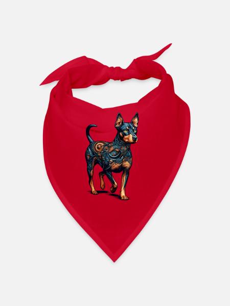 Mandala Art Manchester Terrier Terriers - Bandana - red - Front