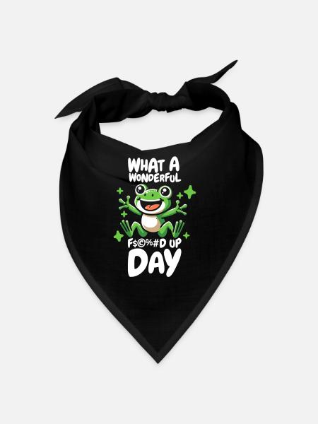 Frog Toad Funny Fucked Up Day - Bandana - black - Front