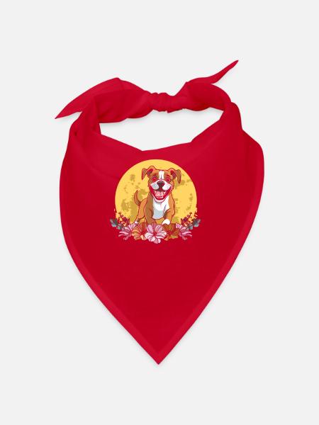 Boxer Chien Boxer Allemand Boxer Fleurs Sauvages - Bandana - rouge - Devant