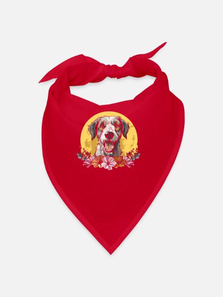 Irish Wolfhound Wild Flowers Floral Moon - Bandana - red - Front