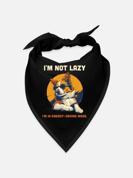 Lazy Dog Humor Energy Saving Mode Funny - Bandana - black - Front