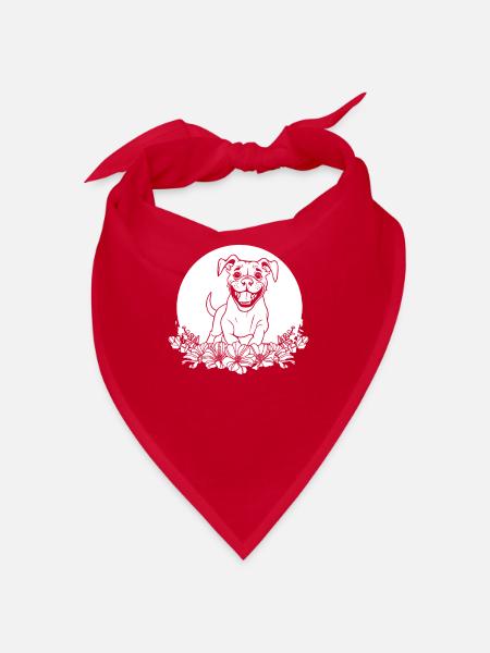 Boxer Hund Deutscher Boxer Wilde Blumen - Bandana - Rot - Vorne