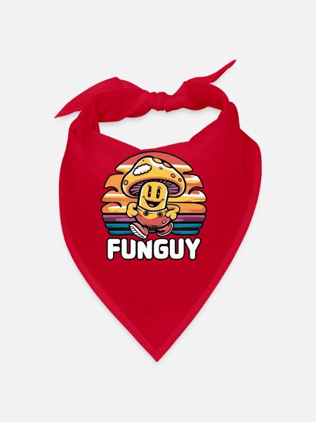Funny Cartoon Mushroom Character Fun Guy at Sunset - Bandana - red - Front