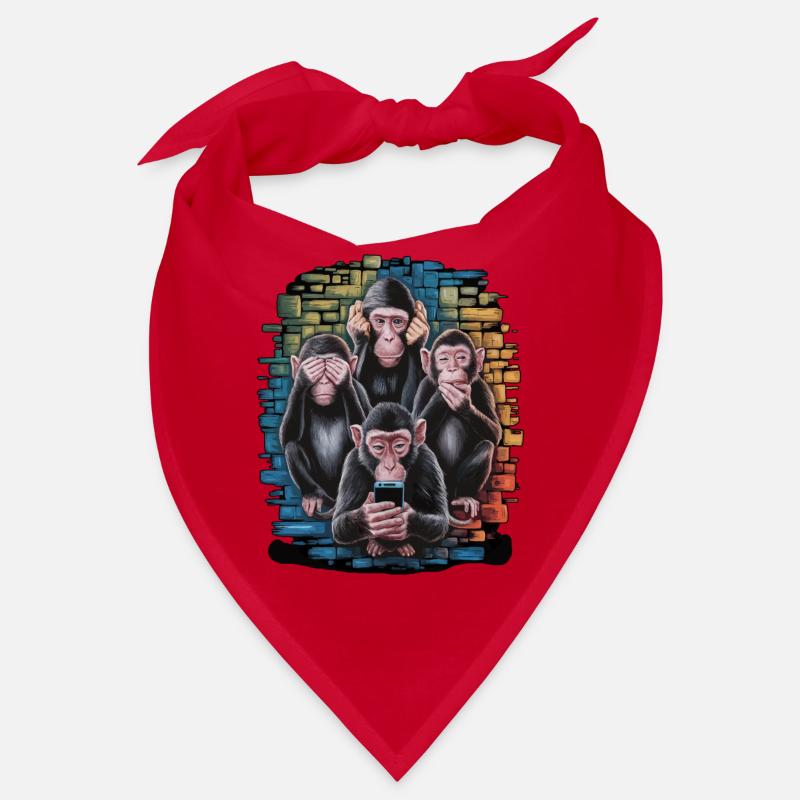 singe sage avec téléphone portable drôle multi conception multimédia Bandana
