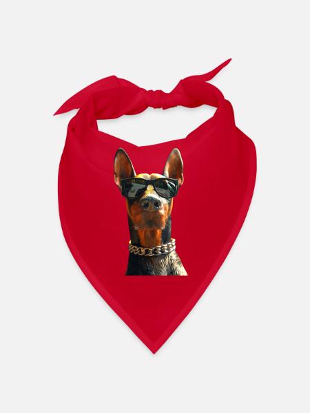 Dobermann Hunde Motiv Wachhund Stolze Dobermänner - Bandana - Rot - Vorne