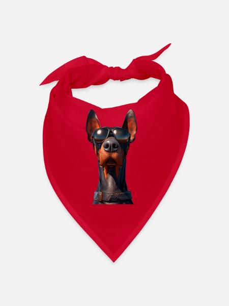 Dobermann Hunde Motiv Wachhund Stolze Dobermänner - Bandana - Rot - Vorne