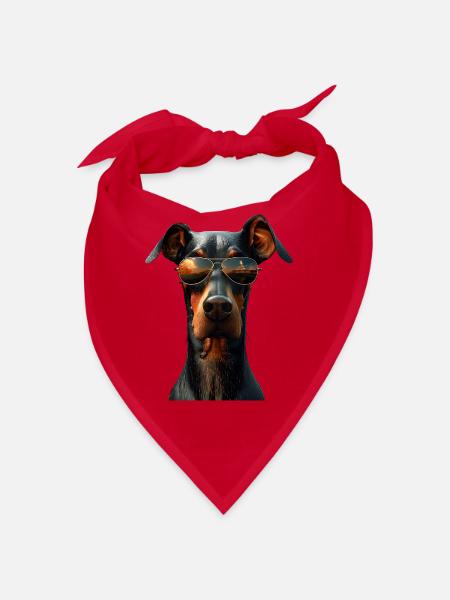 Dobermann Hunde Motiv Wachhund Stolze Dobermänner - Bandana - Rot - Vorne