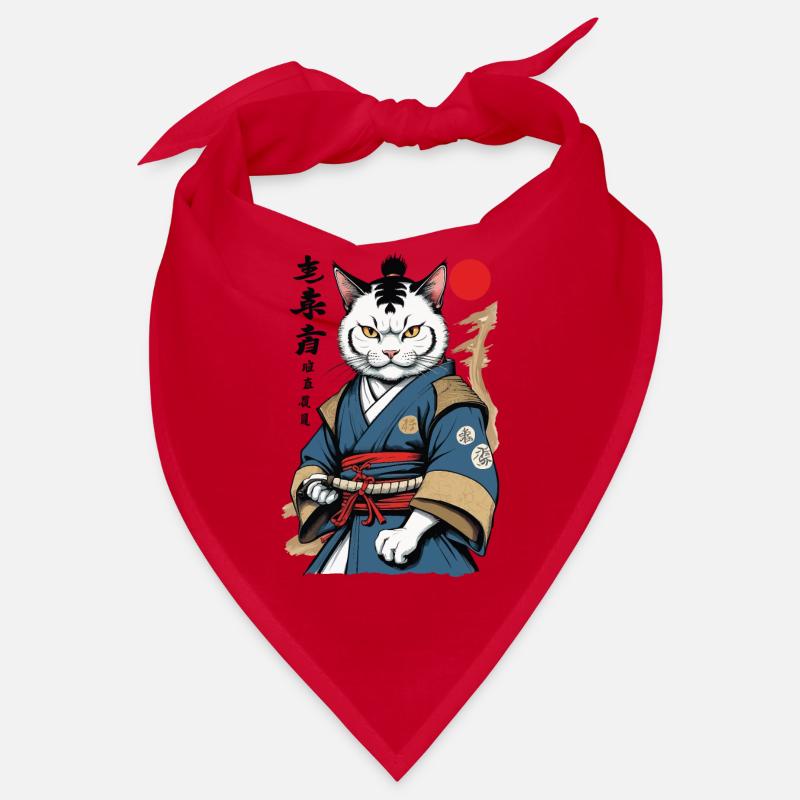 Samurai Katze Vintage Ukiyo-E Aesthetic Japan Bandana