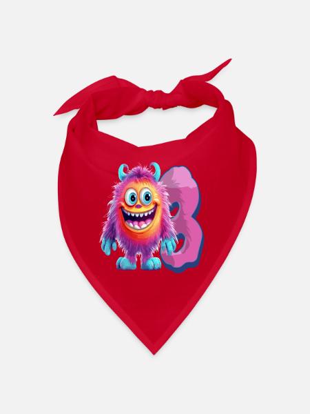 Design de monstre pour les enfants – 3 ans - Bandana - rouge - Devant