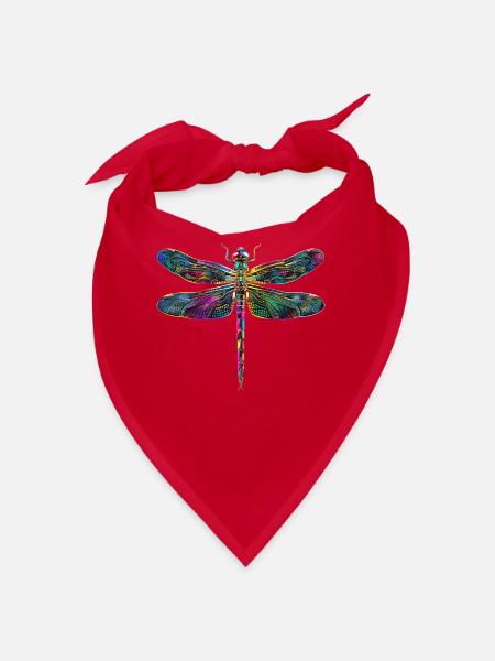 Dragonfly Dragonfly Colorful Wings Cute Dragonflies - Bandana - red - Front