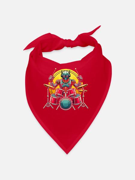 Energiegeladener Roboter-Drummer Groove - Bandana - Rot - Vorne