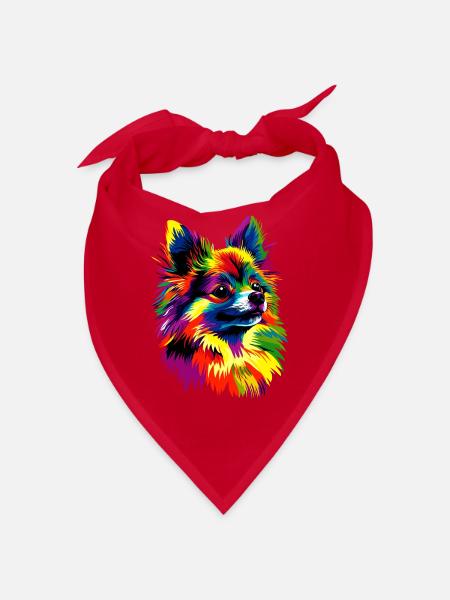 Pomeranian Pomeranian Pomeranian Pom Spitz Dog - Bandana - red - Front