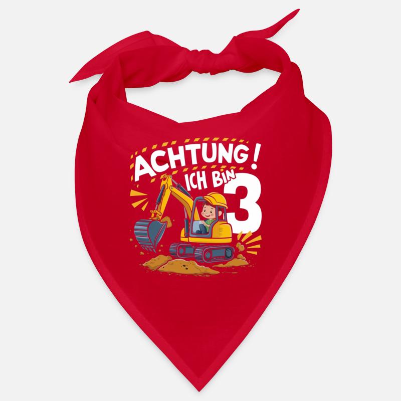 3. Geburtstag Junge 3 Jahre Bagger Baustelle Bandana