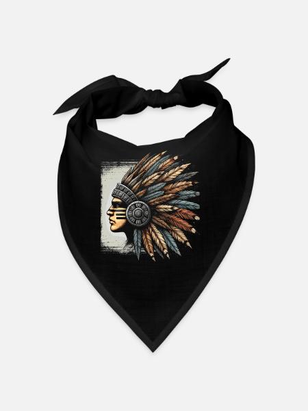 Aztec warrior with traditional - Bandana - red - Front