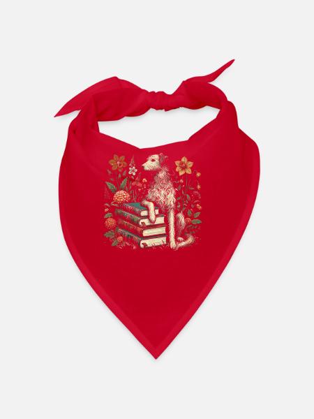 Irish Wolfhound Flower Book Reader - Bandana - red - Front