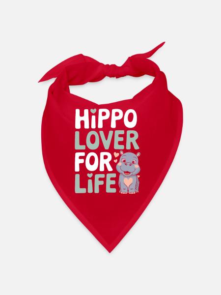 Adorable Baby Hippo Artwork for Hippo Lovers - Bandana - red - Front