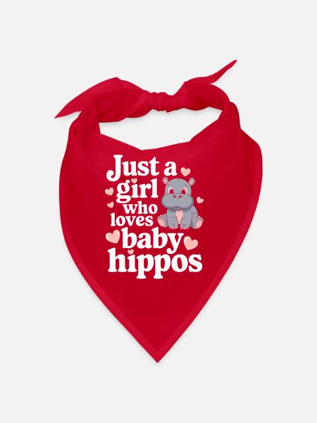 Adorable Baby Hippo Artwork for Hippo Lovers - Bandana - red - Front