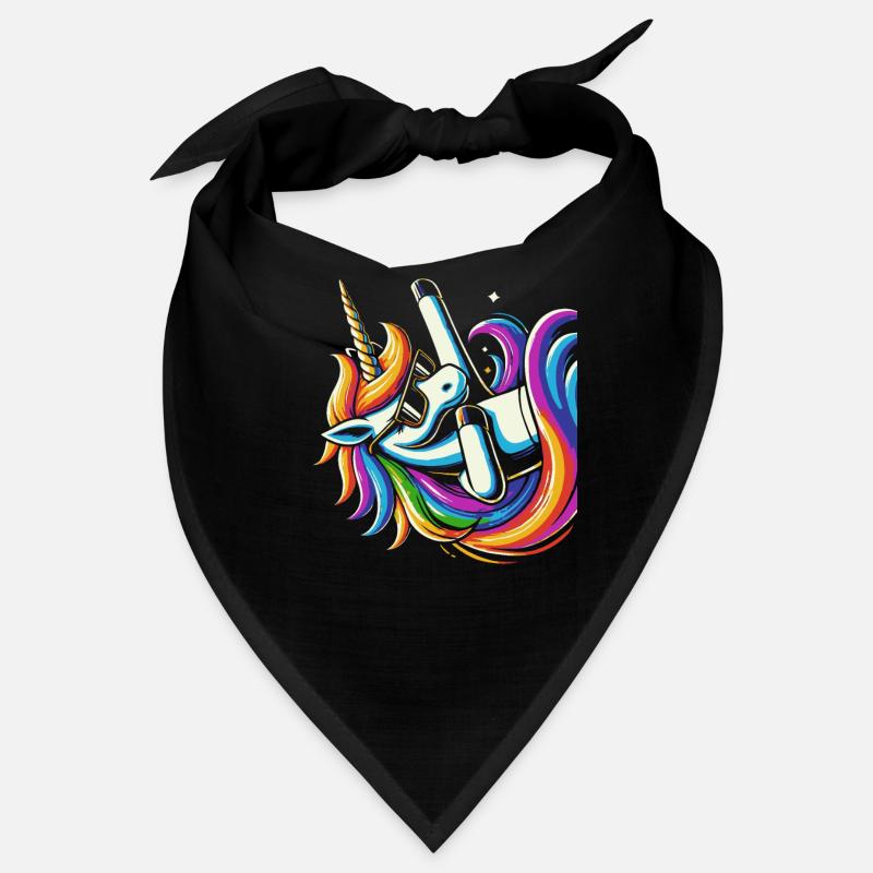 Regenbogen Einhorn mit Sonnenbrille Comic Kunst Bandana