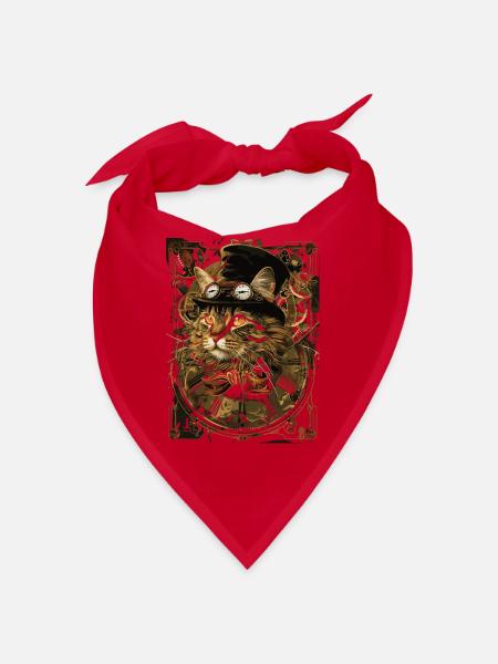 Chat steampunk - Bandana - rouge - Devant